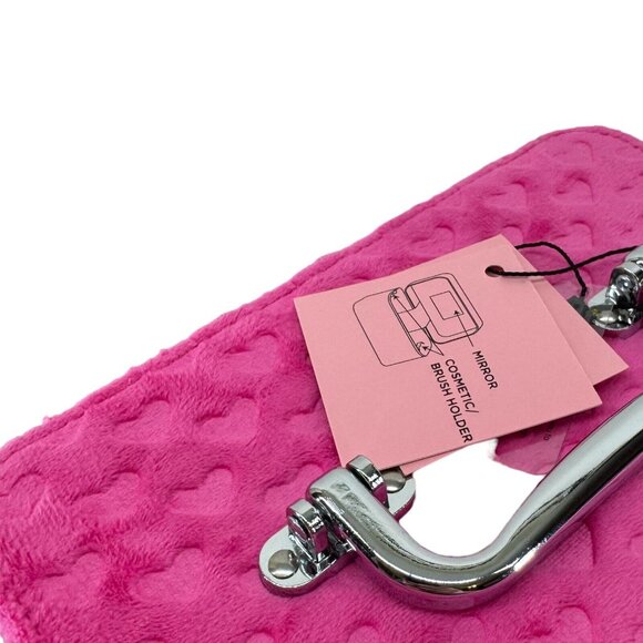 Juicy Couture Terry Hearts Pink Hard Train Case Travel Cosmetic Makeup Bag NWT - Picture 4 of 7